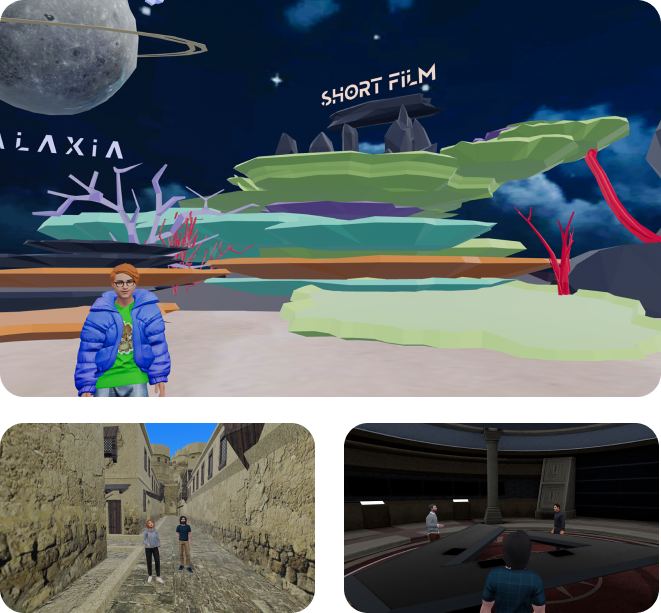 Screenshots from Captic's Metaverse platform - the foundational technology for limitless virtual worlds with avatars
